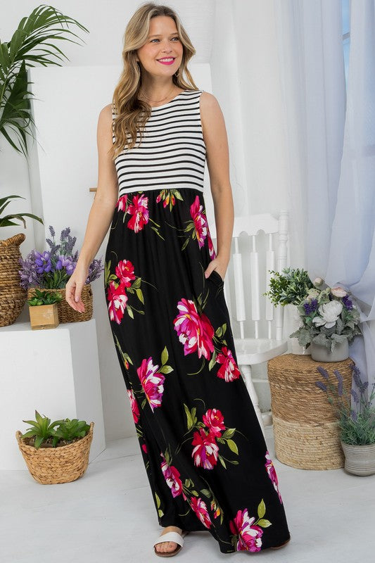 Stacey B's Plus Floral Mix Tank Maxi Dress