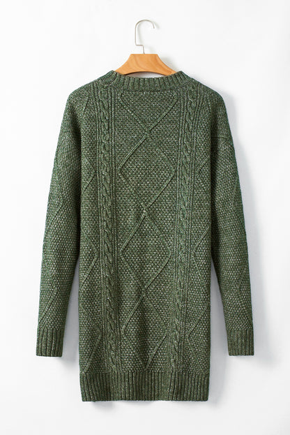 Stacey B's Mist Green Cable Knit Drop Shoulder Loose Fit Sweater Dress