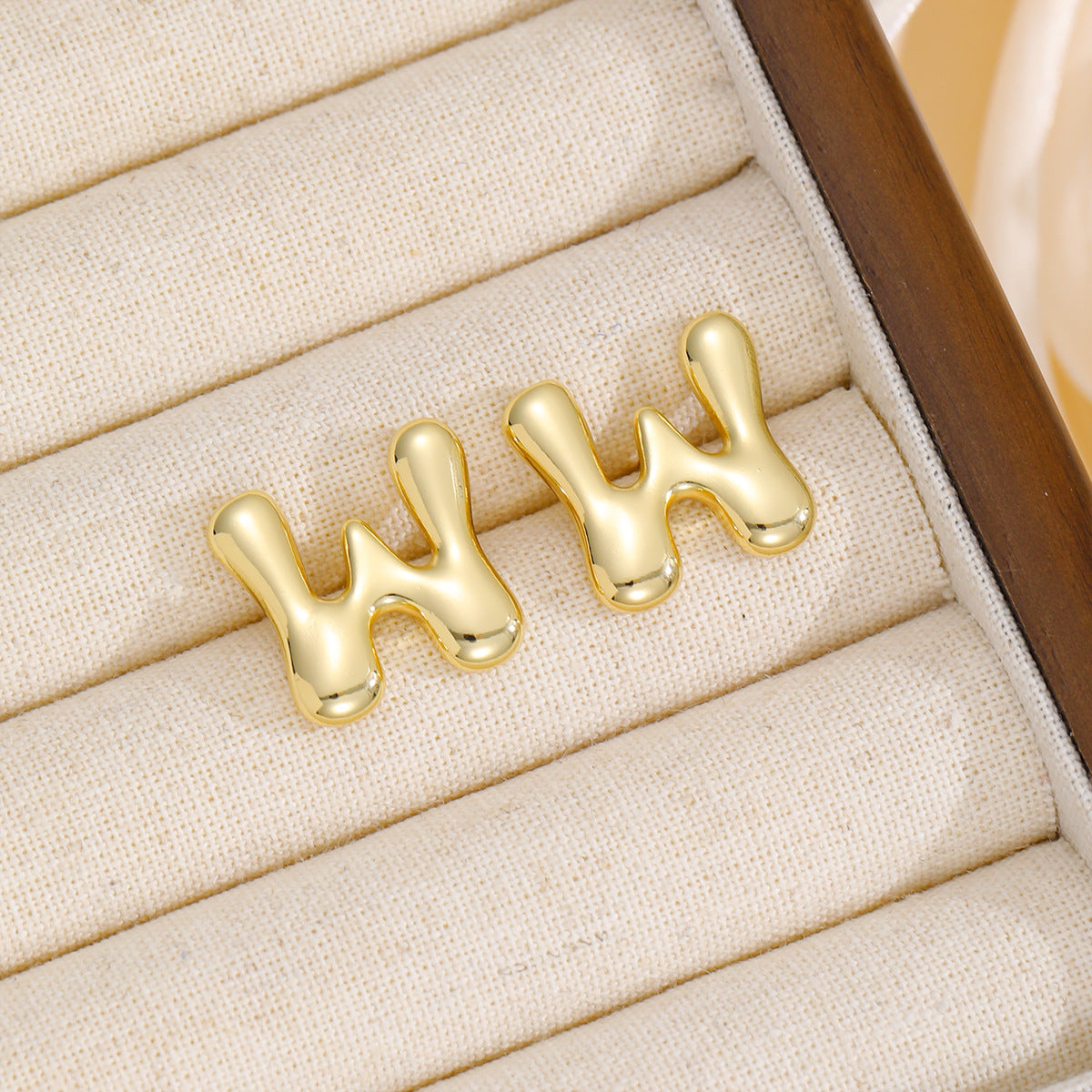 Stacey B's 18K Gold-Plated Bubble Letter Stud Earrings