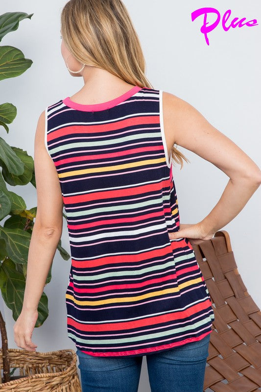 Stacey B's  Plus Mixed Print Tank Top