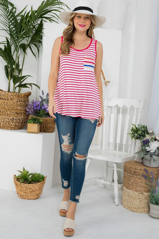 Stacey B's Plus Mixed  Stripe Tank Top