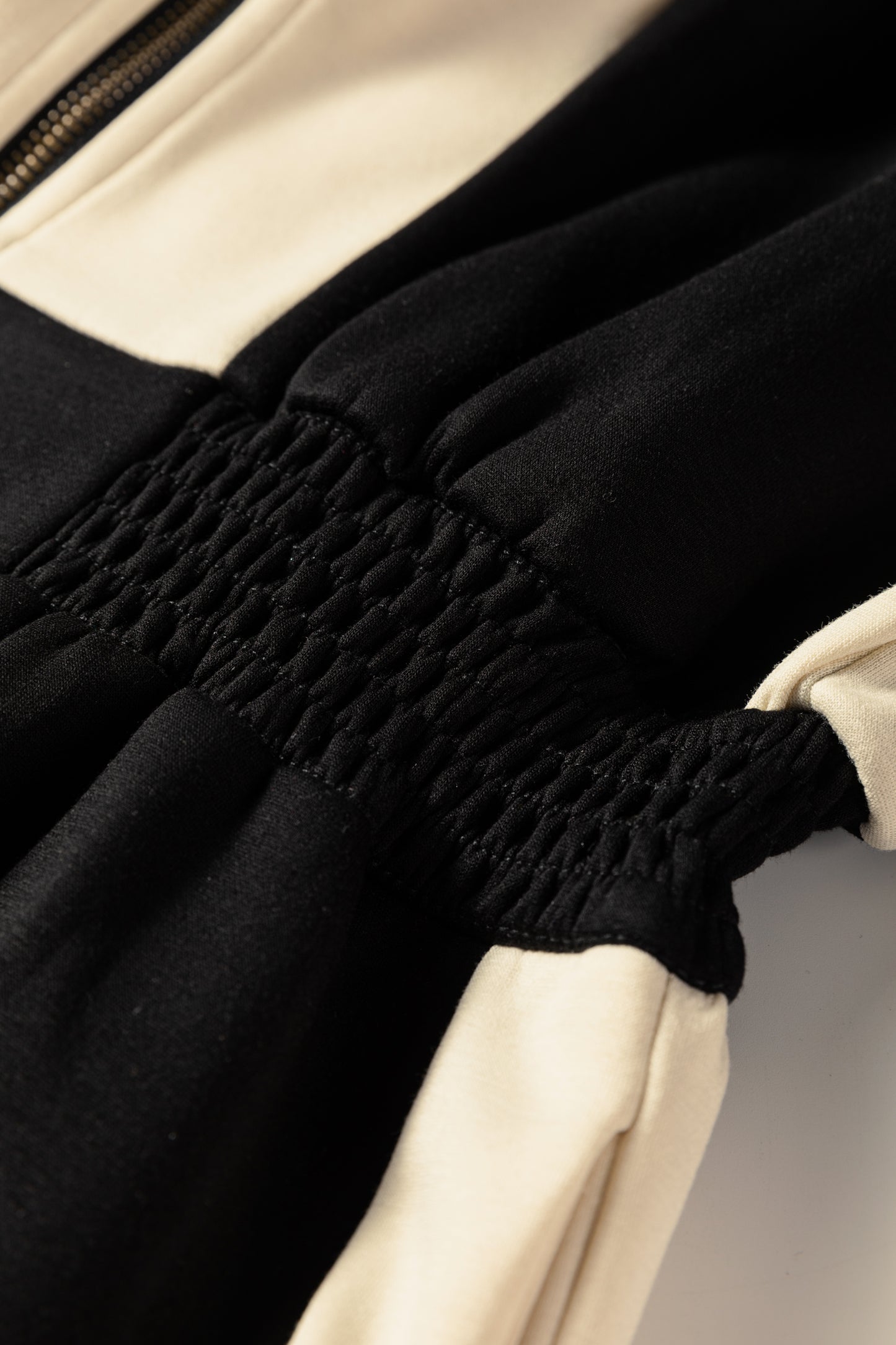 Stacey B's Black Two-tone Long Sleeve Zipped Front Casual Romper