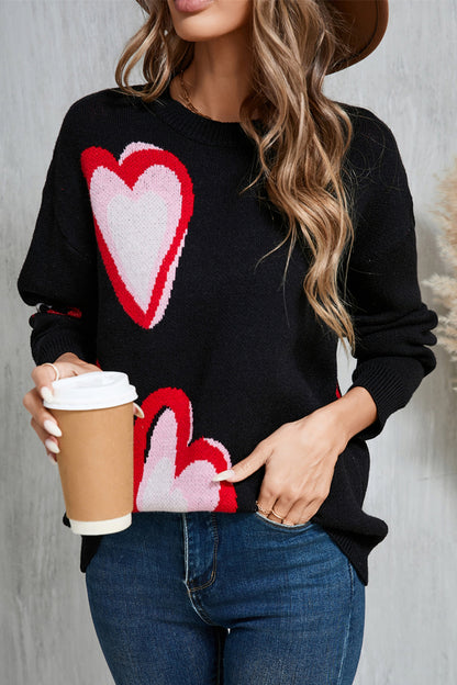 Stacey B's Angel Wings Heart Round Neck Long Sleeve Sweater