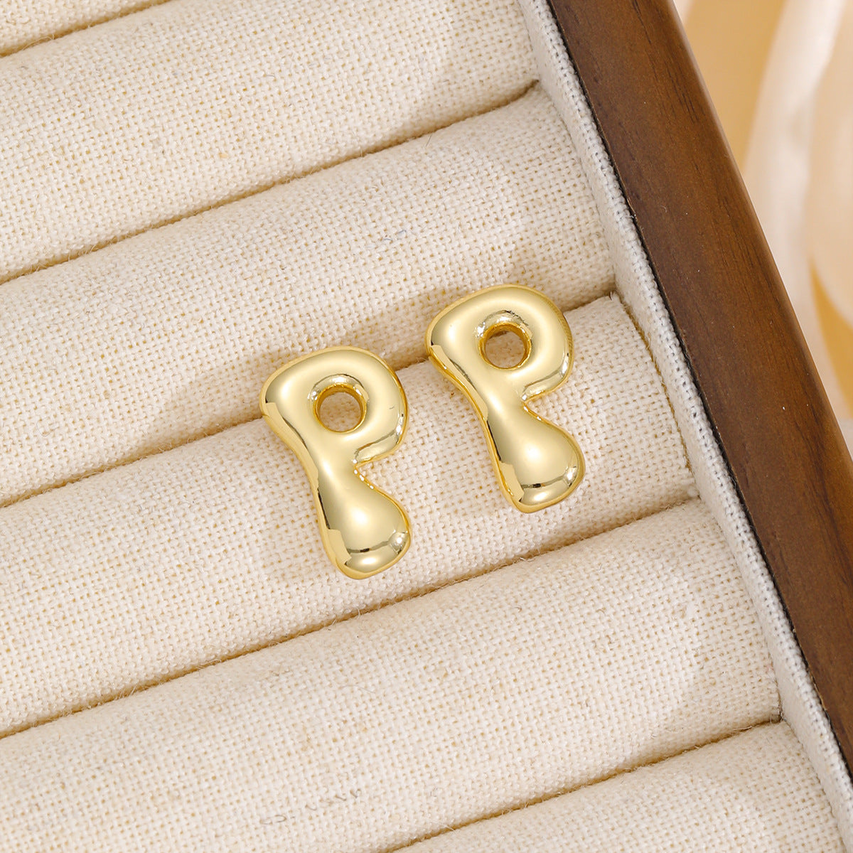 Stacey B's 18K Gold-Plated Bubble Letter Stud Earrings