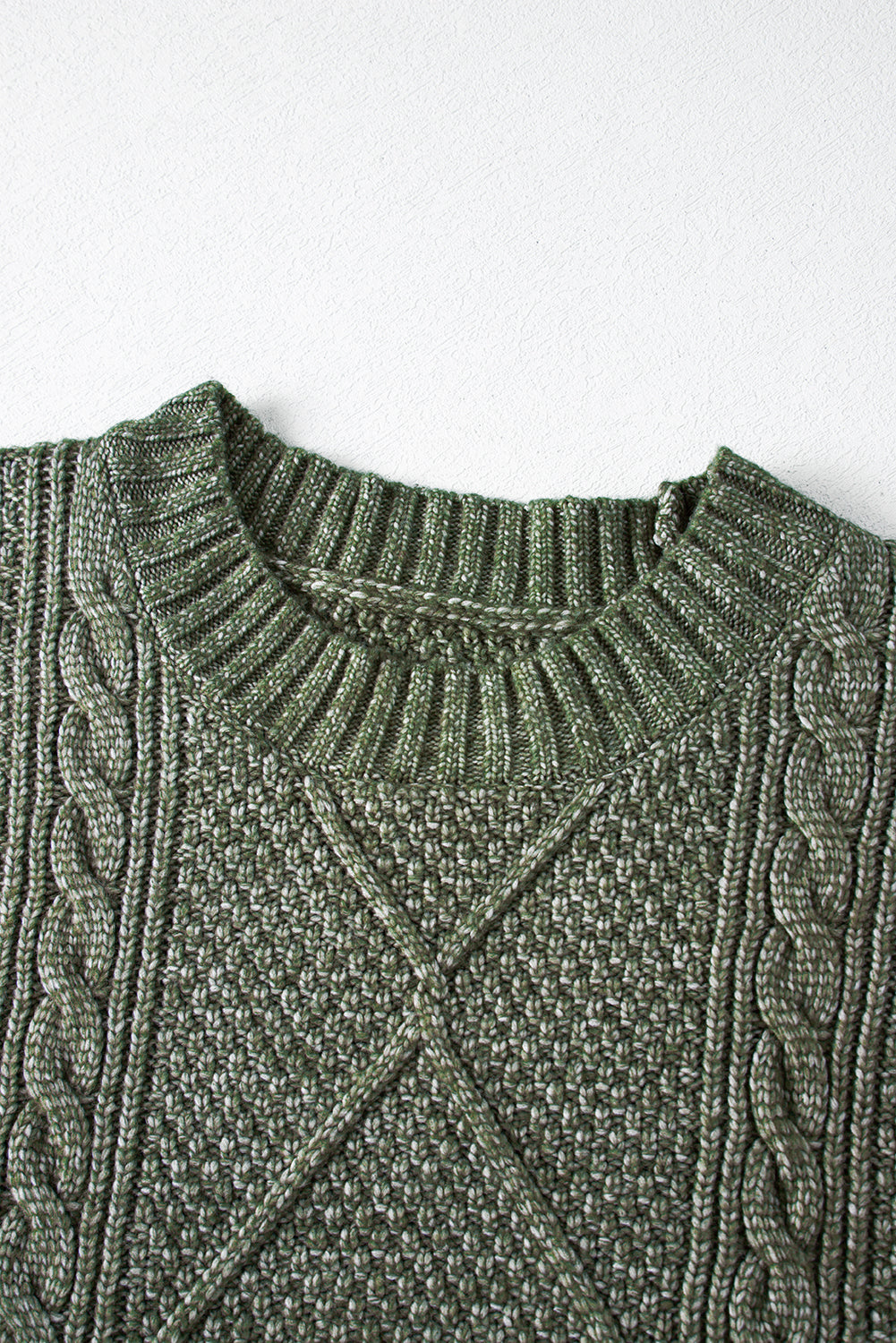 Stacey B's Mist Green Cable Knit Drop Shoulder Loose Fit Sweater Dress