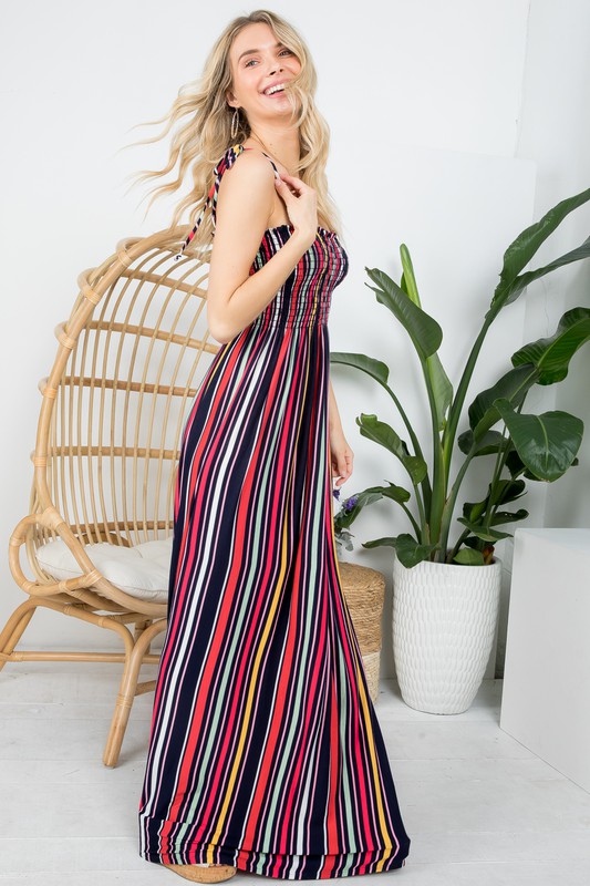 Stacey B's Plus Stripe Smocked Maxi Dress