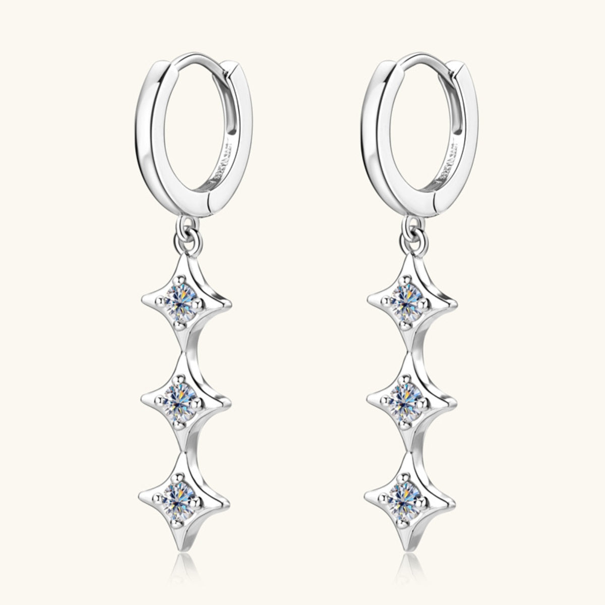 Stacey B's Moissanite 925 Sterling Silver Geometric Shape Earrings