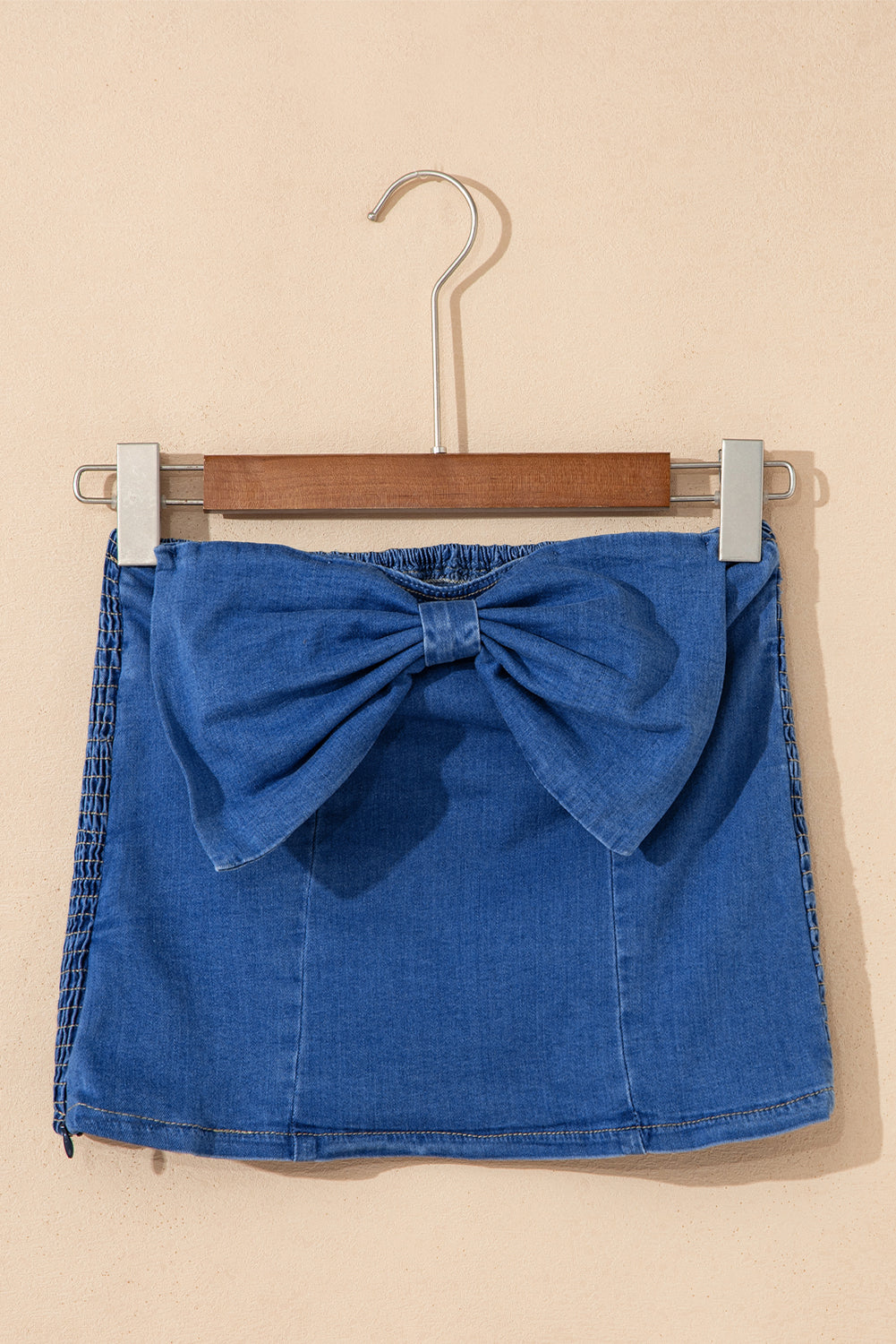 Stacey B's Sail Blue Vintage Bow Front Smocked Back Denim Tube Top