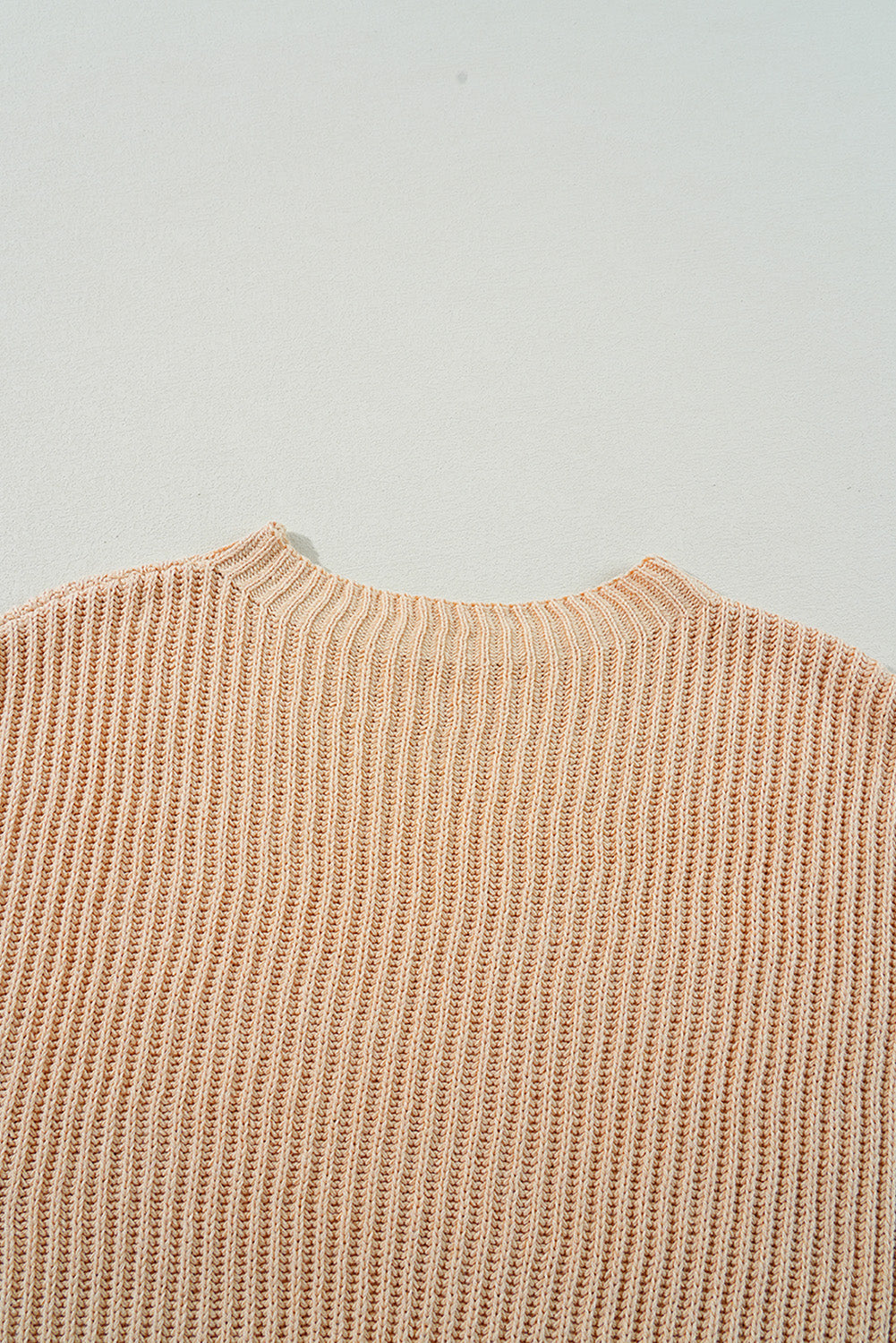 Stacey B's Apricot Cable Knit Drop Shoulder Side Slits Loose Sweater