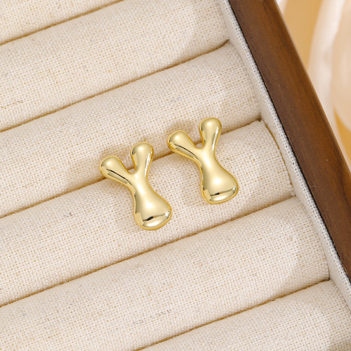 Stacey B's 18K Gold-Plated Bubble Letter Stud Earrings