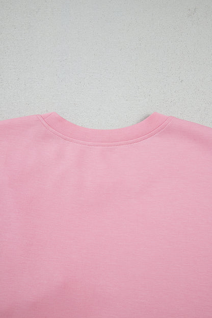 Stacey B's Pink Bow Applique Half Sleeve T-shirt