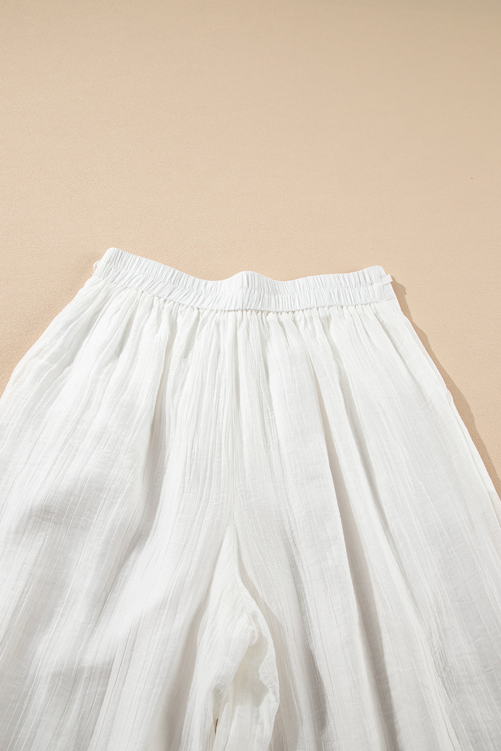 Stacey B's White Casual Tie Waist Pleated Wide Leg Pants