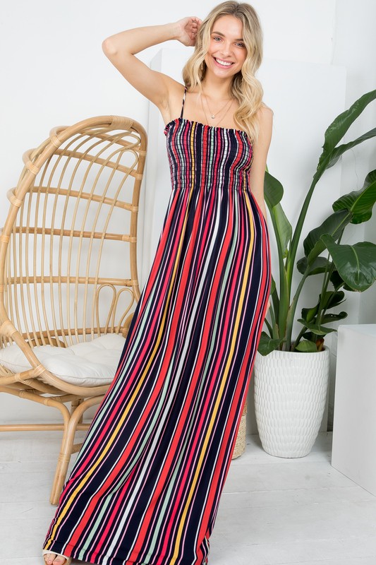 Stacey B's Plus Stripe Smocked Maxi Dress