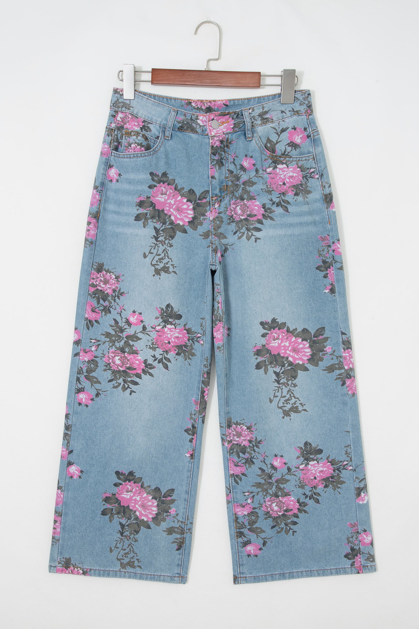Stacey B's Sky Blue Garden Floral Print Bootcut Jeans