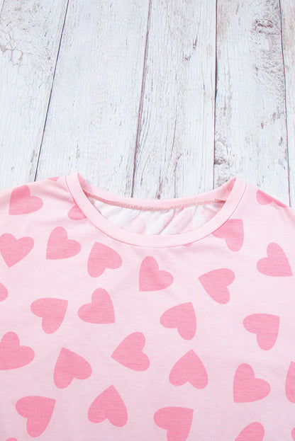 Stacey B's Heart Print Long Sleeve Top and Shorts Lounge Set