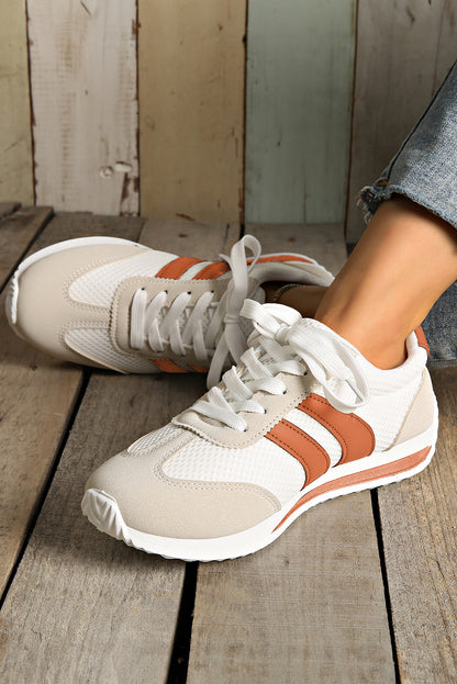 Stacey B's Blackish Green Patchwork Breathable Lace Up Sneakers