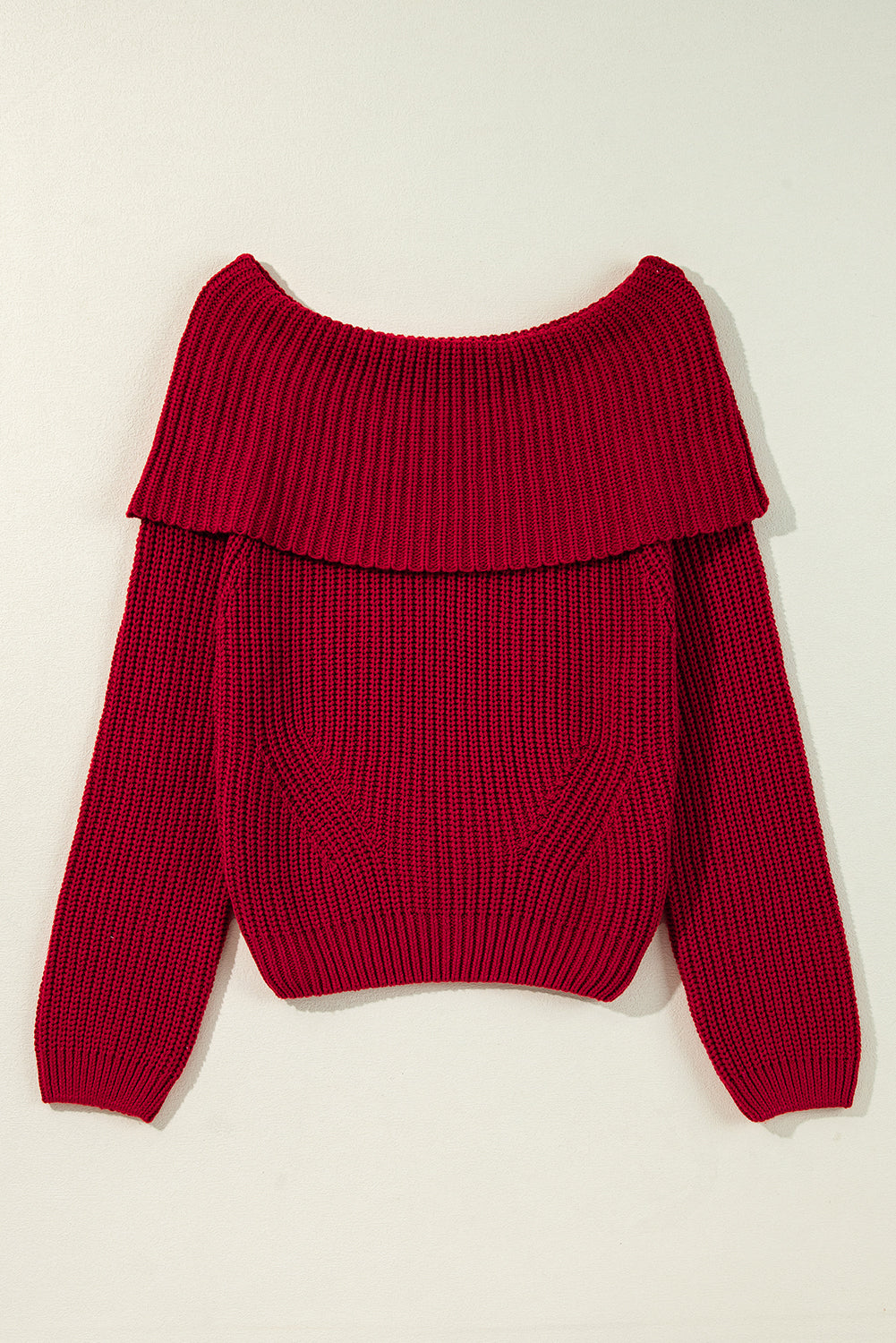 Stacey B's Racing Red Off-the-shoulder Knit Sweater