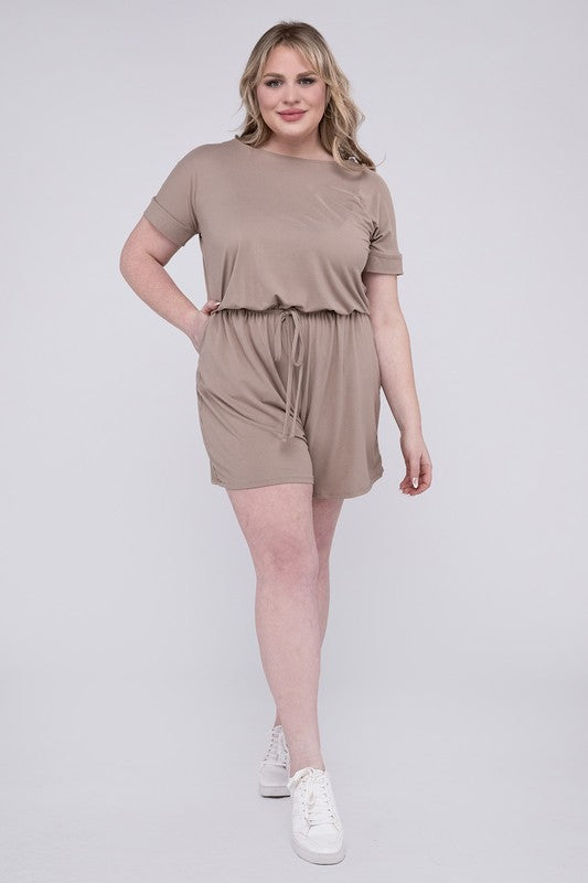 Stacey B's Plus Brushed DTY Romper with Pockets