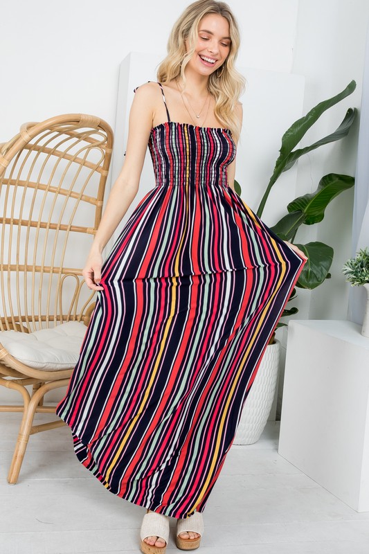 Stacey B's Plus Stripe Smocked Maxi Dress