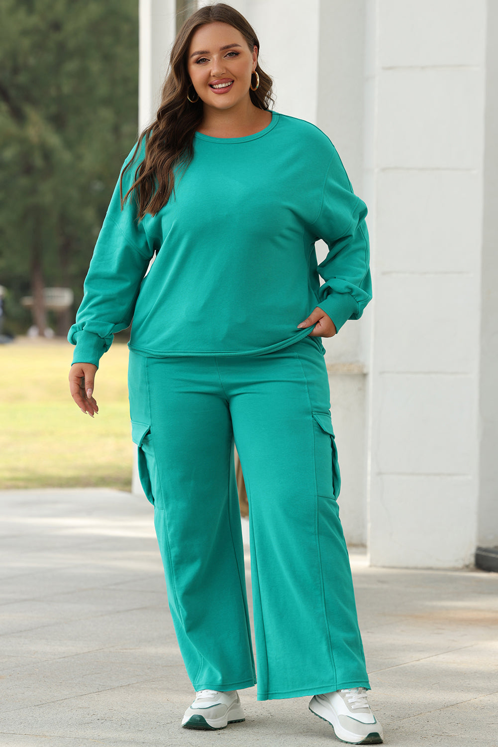 Stacey B's Solid Color Pullover Top and Cargo Pants Set