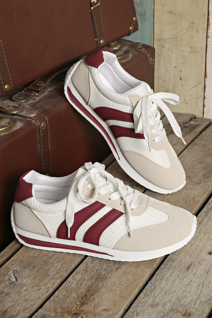 Stacey B's Blackish Green Patchwork Breathable Lace Up Sneakers