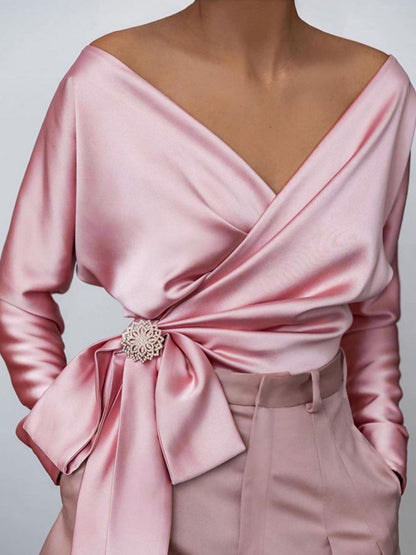Stacey B's Surplice Long Sleeve Blouse