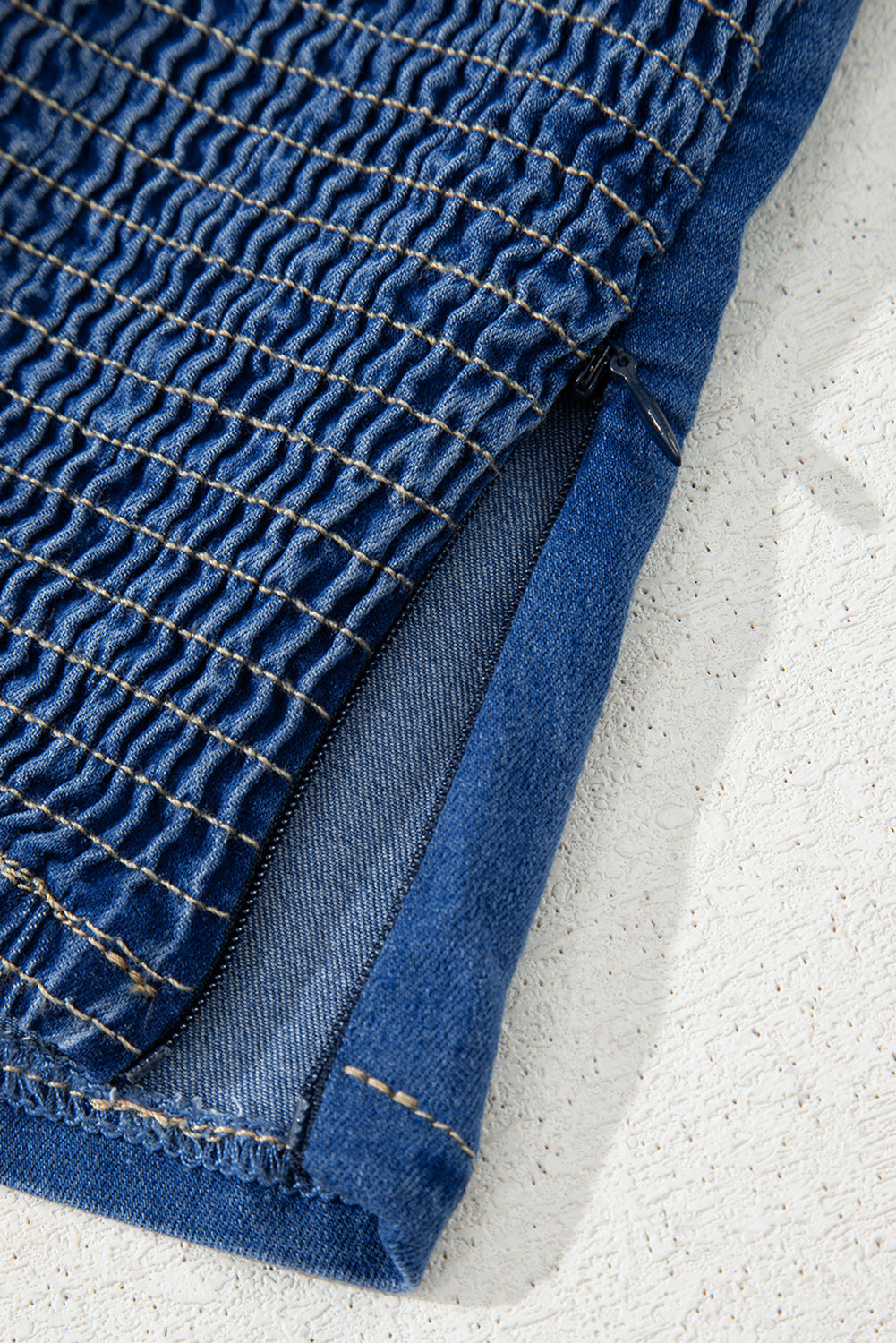 Stacey B's Sail Blue Vintage Bow Front Smocked Back Denim Tube Top