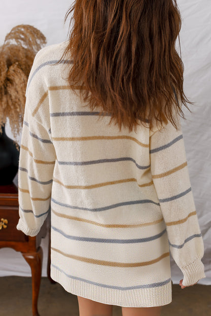 Stacey B's Multicolour Striped Print Drop Shoulder Shift Sweater Mini Dress