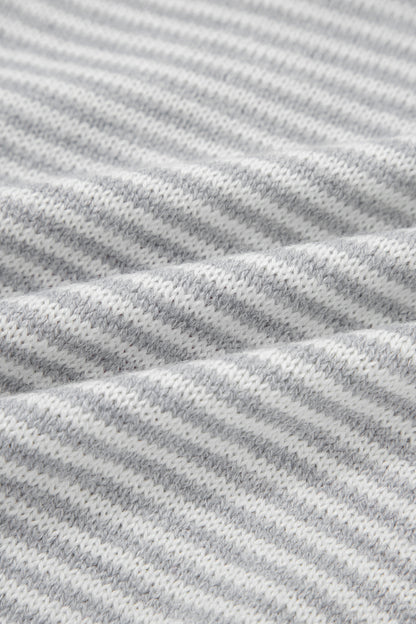 Stacey B's Gray Stripe Contrast Heart Pattern Valentine Knit Sweater