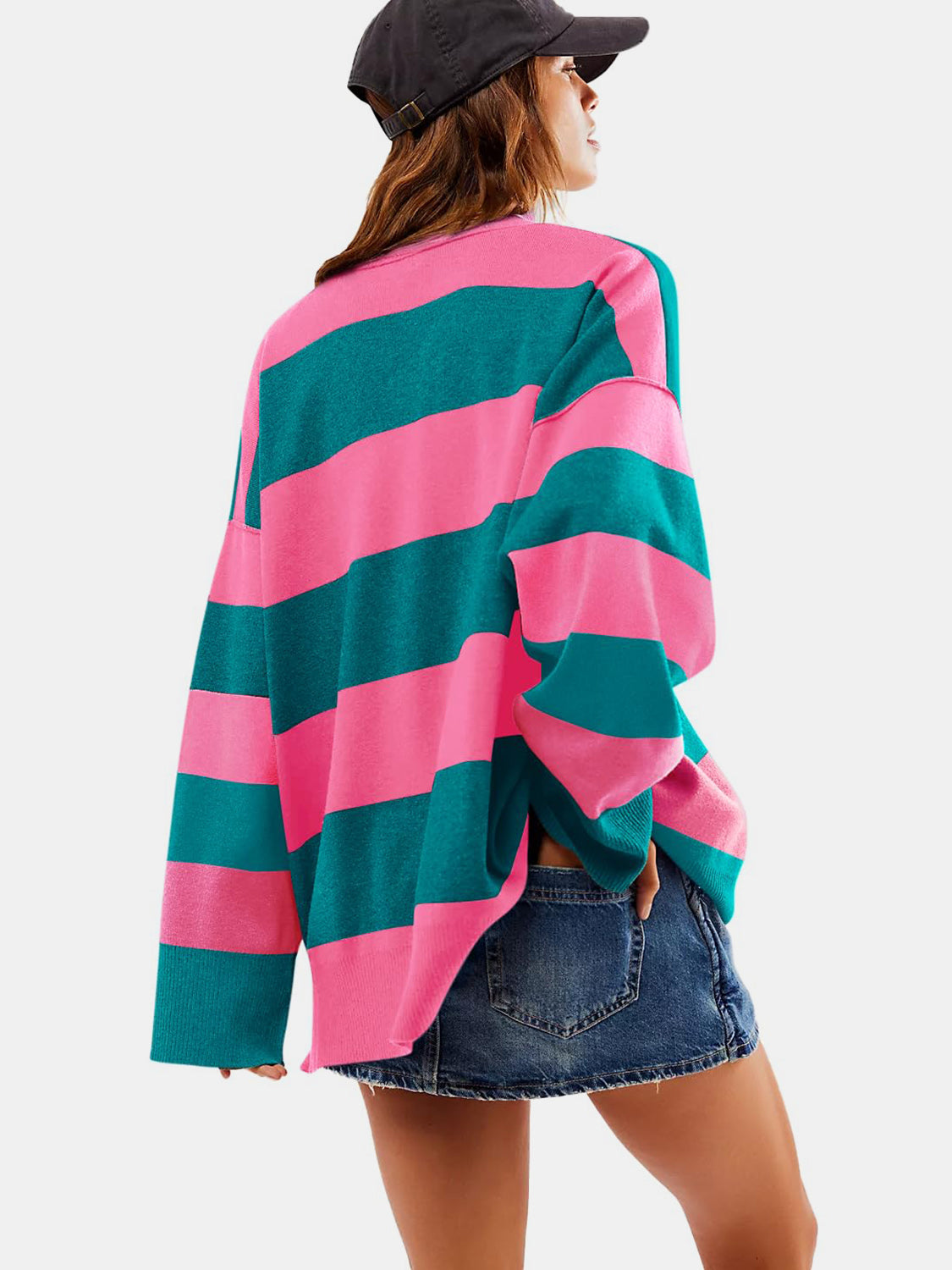 Stacey B's Color Block Half Zip Long Sleeve Sweater