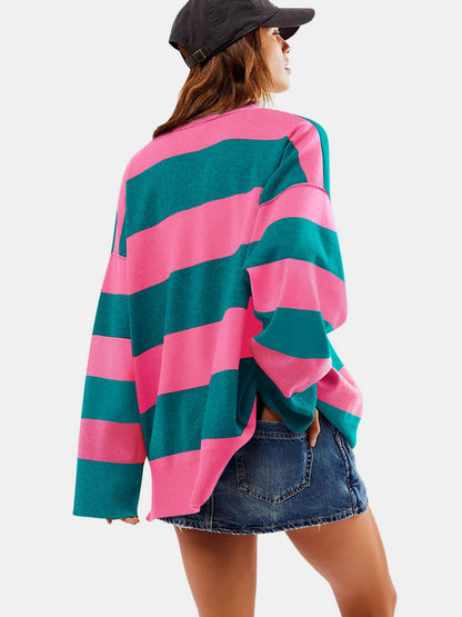 Stacey B's Color Block Half Zip Long Sleeve Sweater