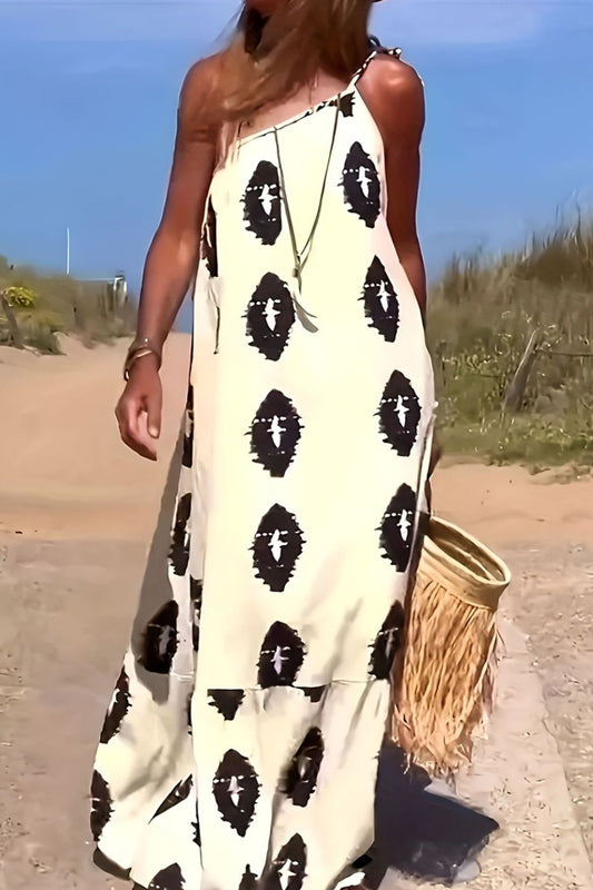 Stacey B's Printed Single Shoulder Maxi Dress