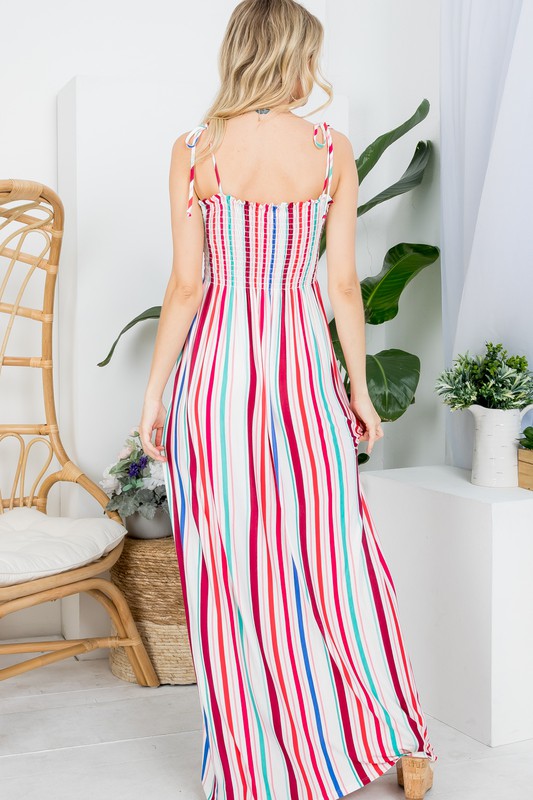 Stacey B's Plus Stripe Smocked Maxi Dress