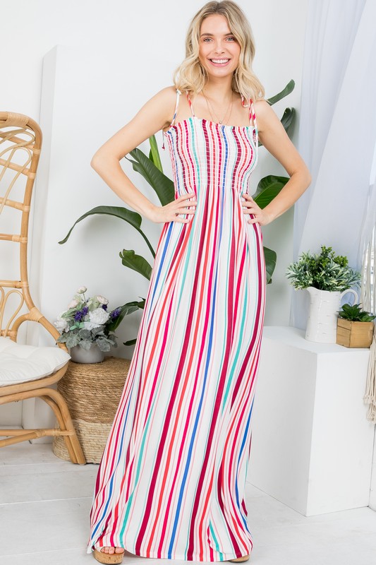 Stacey B's Plus Stripe Smocked Maxi Dress