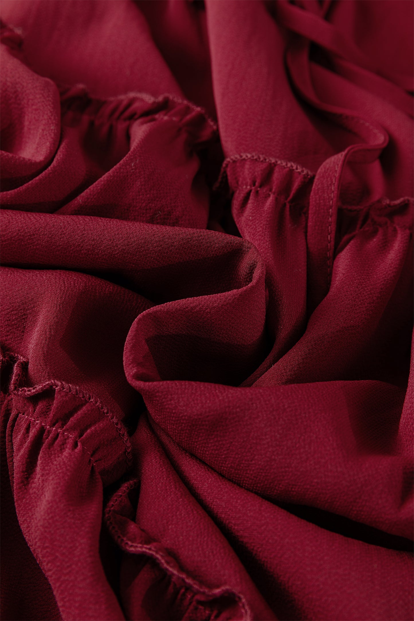 Stacey B's Fiery Red Black Frill Tiered Drawstring Waist Maxi Skirt