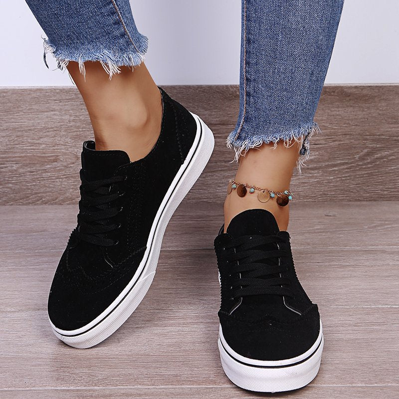 Stacey B's Lace-Up Suedette Flat Sneakers