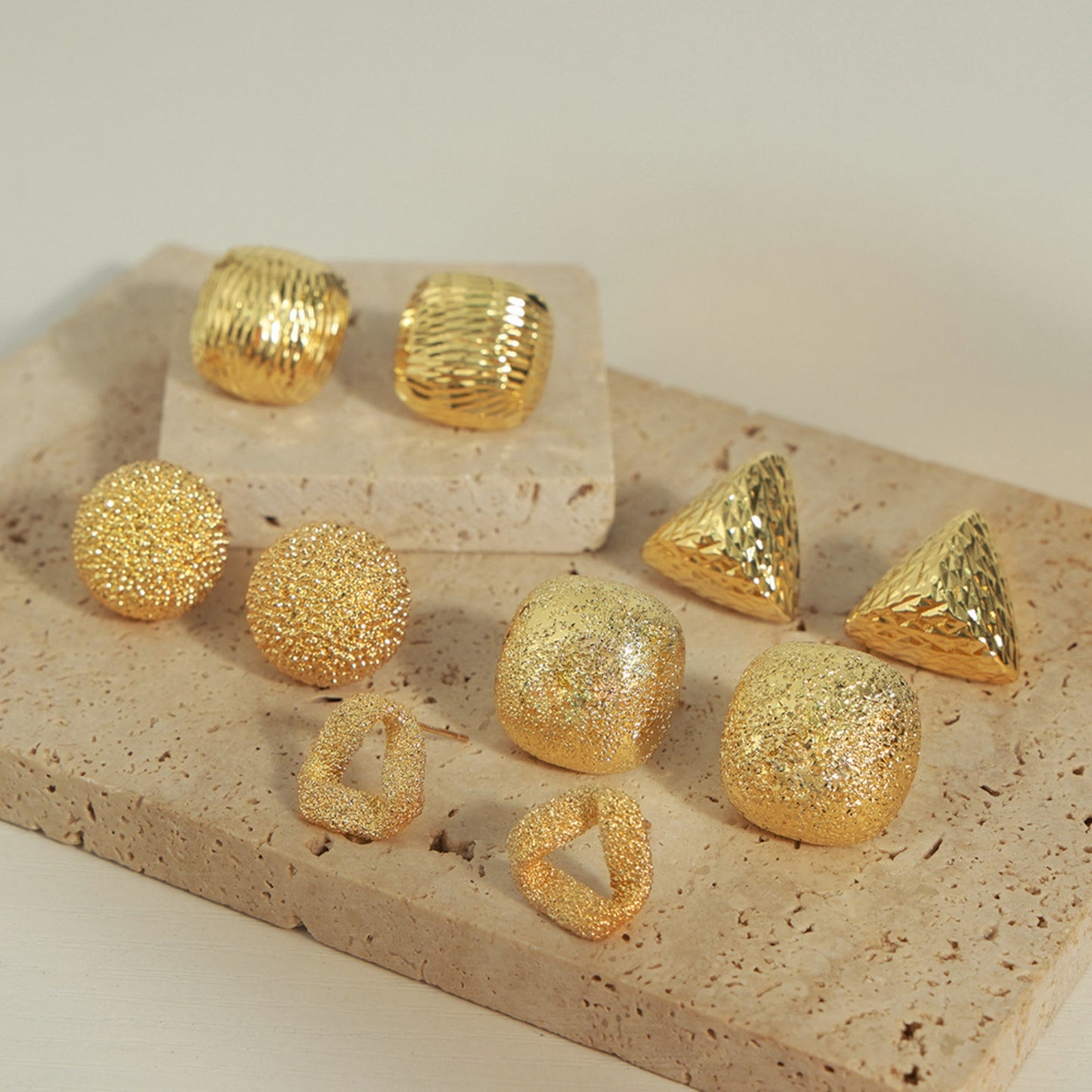 Stacey B's Gold-Plated Geometric Stud Earrings