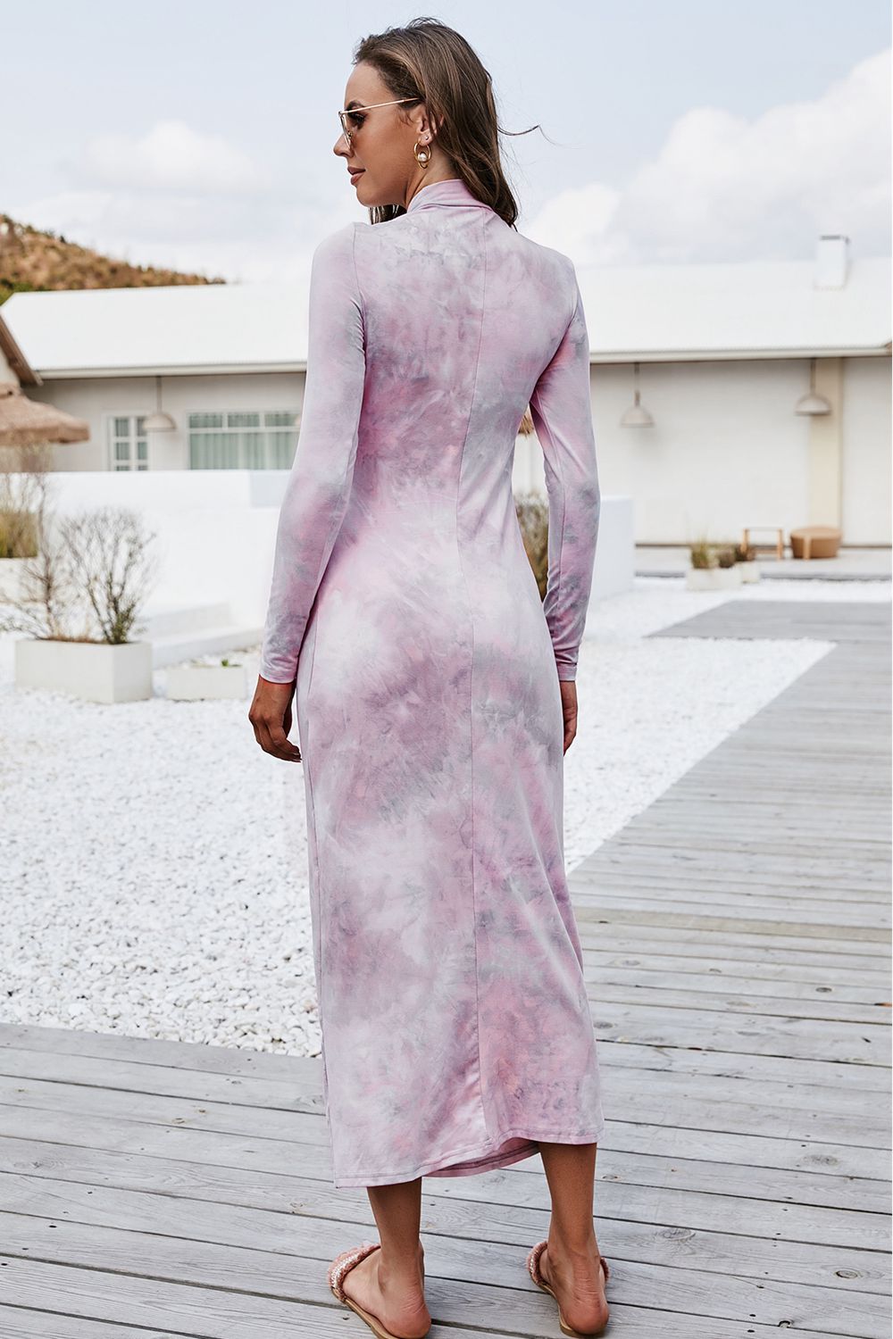 Stacey B's Tie Dye Mock Neck Long Sleeve Dress