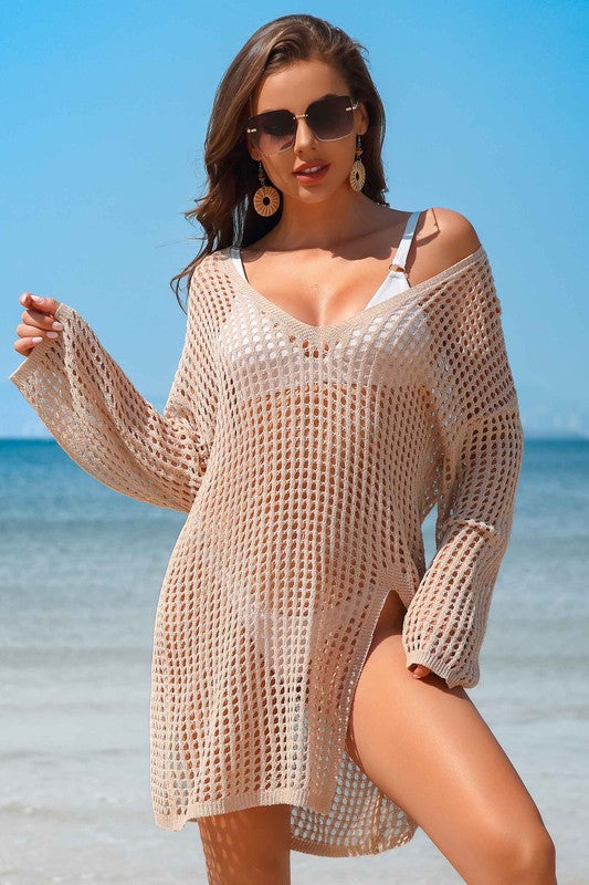 Stacey B's Crochet Side Split Beach Coverups Swimwear Dress