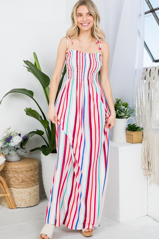 Stacey B's Plus Stripe Smocked Maxi Dress