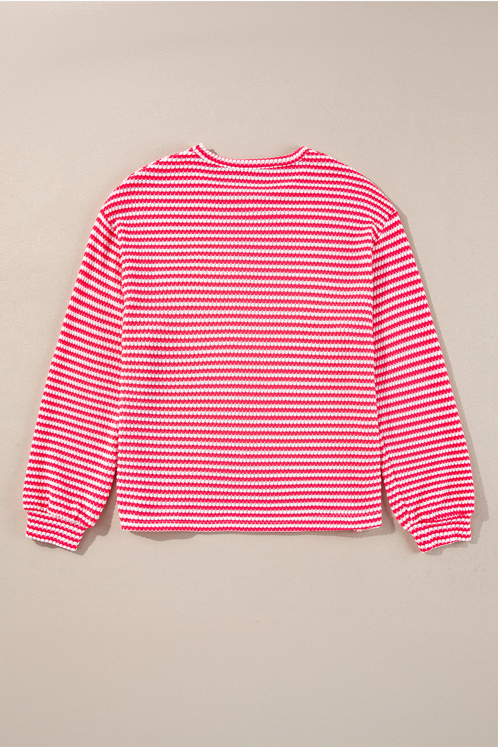 Stacey  B's Rose Stripe Round Neck Drop Shoulder Long Sleeve Top