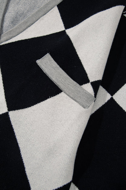 Stacey B's Black Colorblock Drop Shoulder Buttoned Loose Cardigan