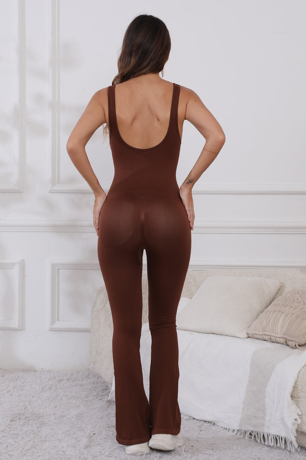 Stacey B's Scoop Neck Wide Strap Active Jumpsuit