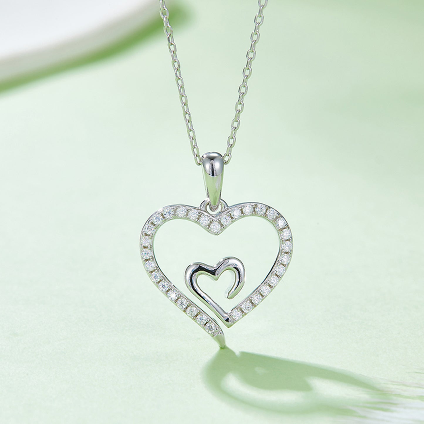 Stacey B's Moissanite 925 Sterling Silver Heart Pendant Necklace