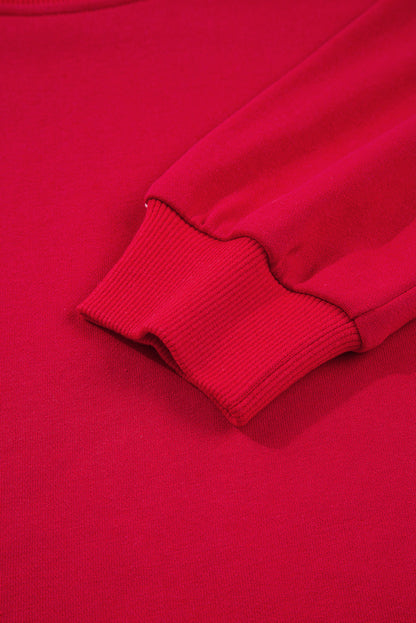 Stacey B's Fiery Red Varsity Striped Detail Cropped Pullover Wide Leg Pants 2pcs Outfit