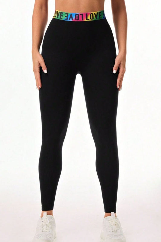 Stacey B's Letter Printed High Waist Active Leggings