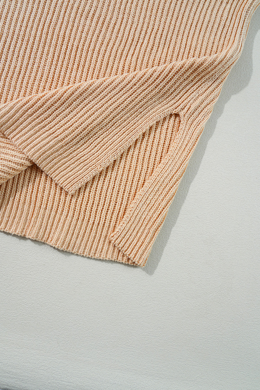 Stacey B's Apricot Cable Knit Drop Shoulder Side Slits Loose Sweater