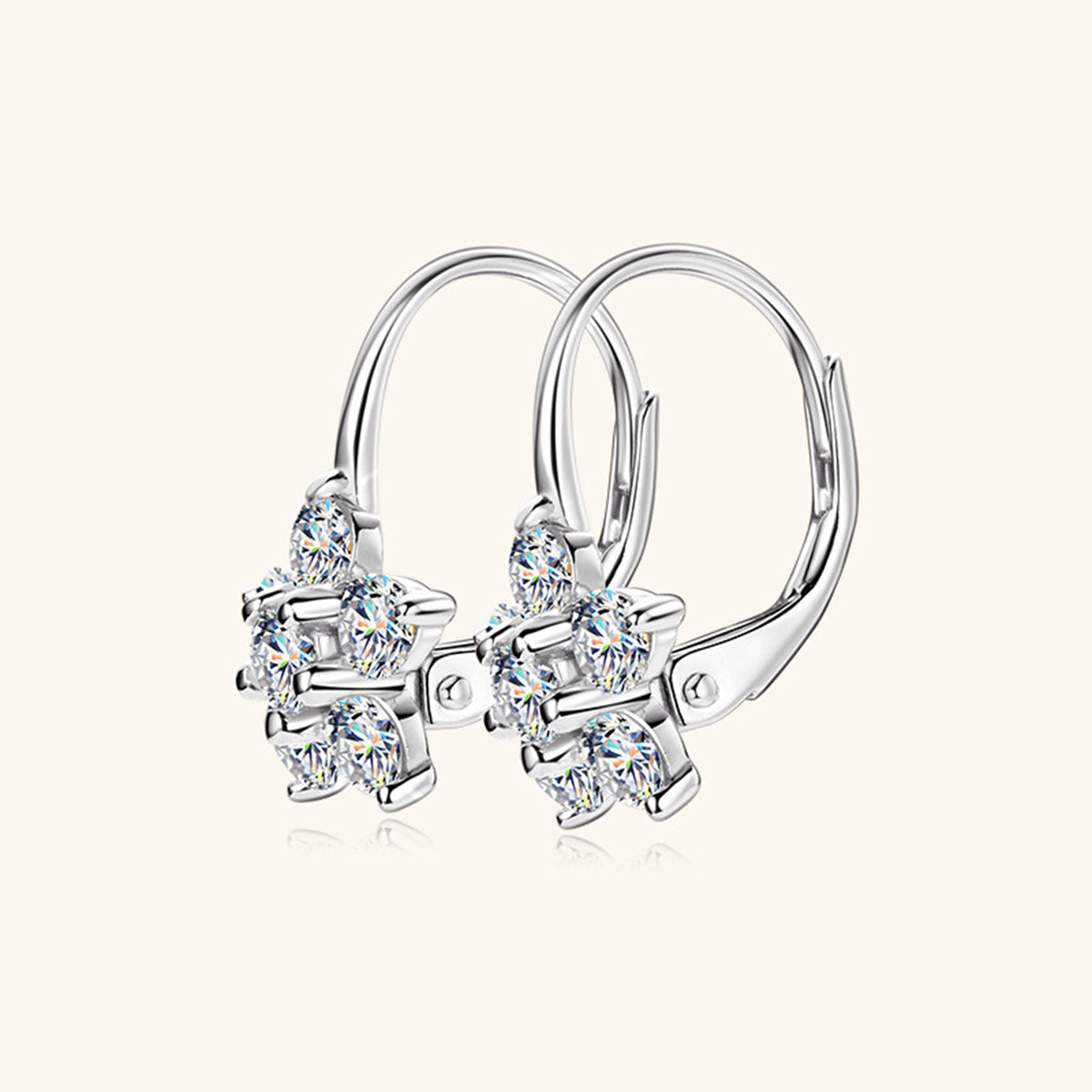 Stacey B's 1.2 Carat 925 Sterling Silver Moissanite Flower Huggie Earrings