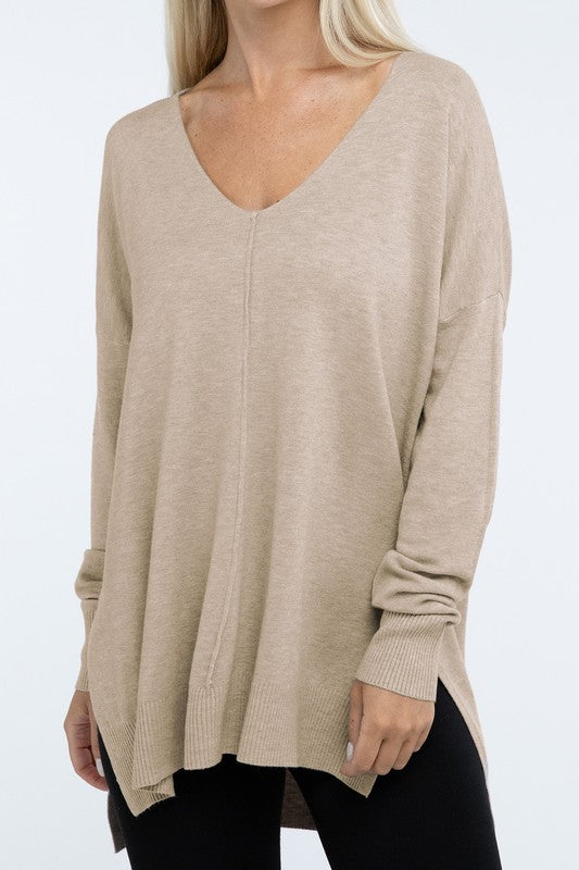 Stacey B's Hi-Low Hem Front Seam Sweater