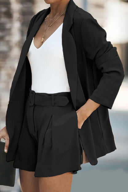 Stacey B's Longline Blazer and Shorts Set with Pockets